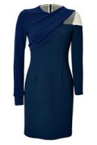 Marios Schwab Marios Schwab Knit Crepe Long Sleeve Dress - Blue