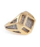 Noor Fares 18kt Gold Cube Cage Ring With Diamonds