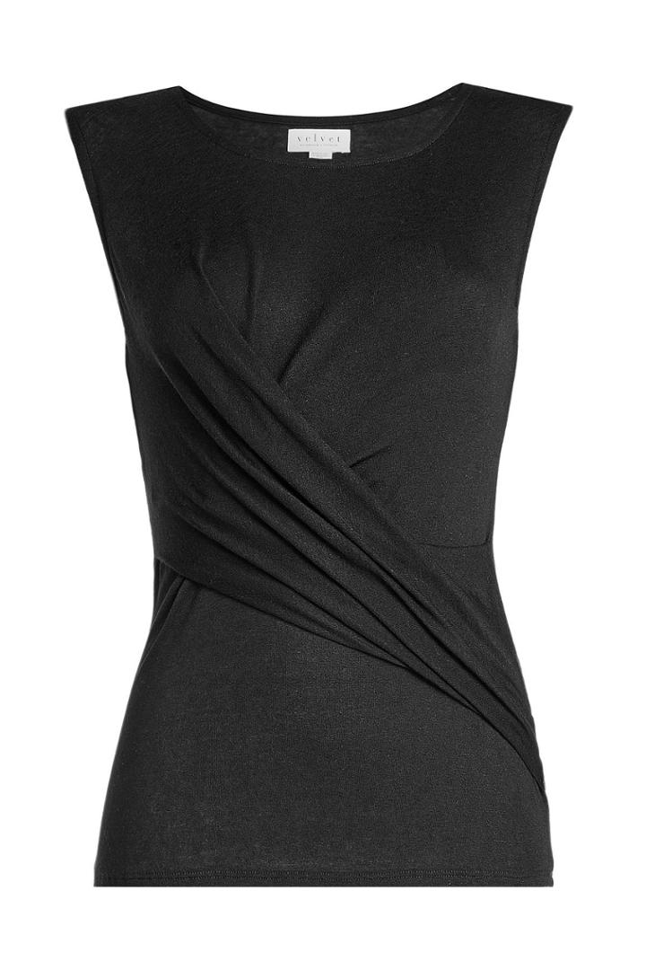 Velvet Velvet Draped Jersey Top - Black