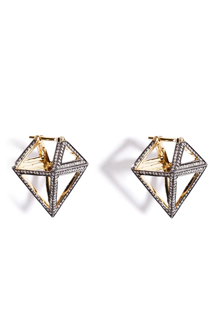 Noor Fares Noor Fares 18k Gold Octahedron Earrings With White Diamonds