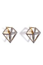 Noor Fares Noor Fares 18k Gold Octahedron Earrings With White Diamonds