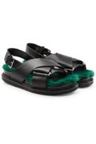 Marni Marni Leather Fusbett Sandals With Mink Fur Insole
