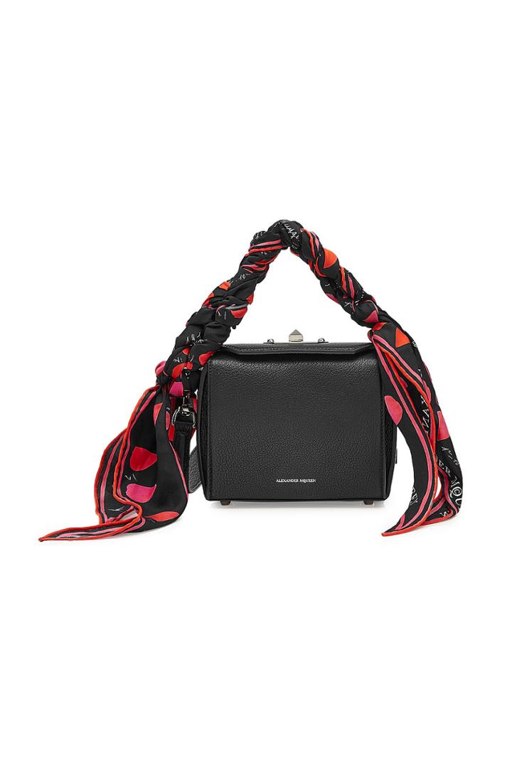 Alexander Mcqueen Alexander Mcqueen Box Bag 16 Leather Shoulder Bag With Silk Scarf Handles