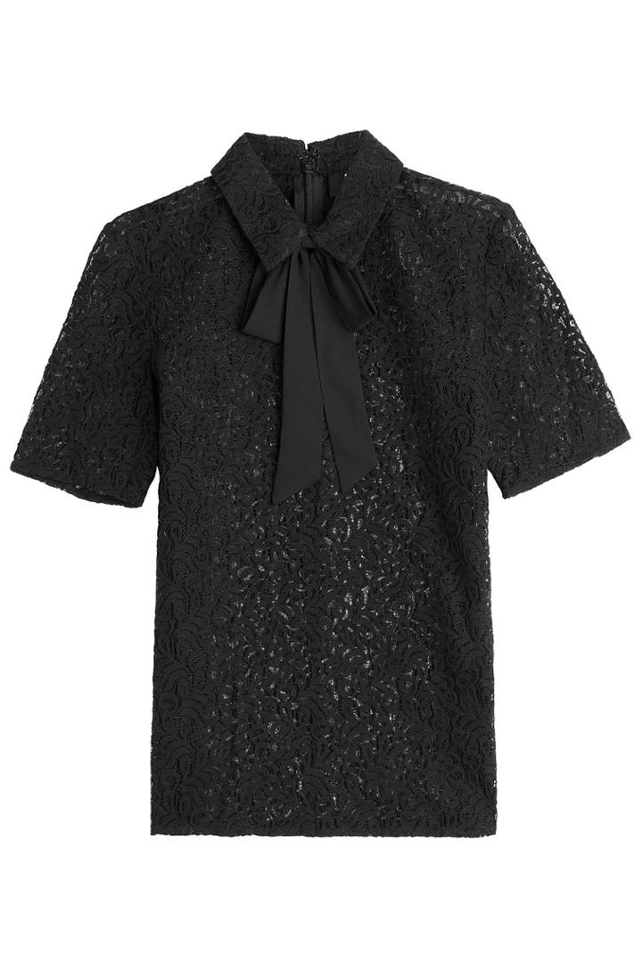 The Kooples The Kooples Lace Blouse With Grosgrain Bow - Black
