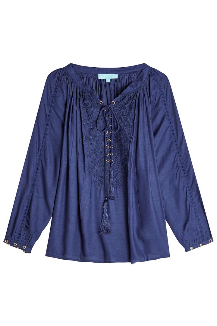 Melissa Odabash Melissa Odabash Embroidered Blouse - Blue