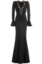 Roberto Cavalli Roberto Cavalli Silk Evening Gown With Patterned Sequin Embellishment - Black