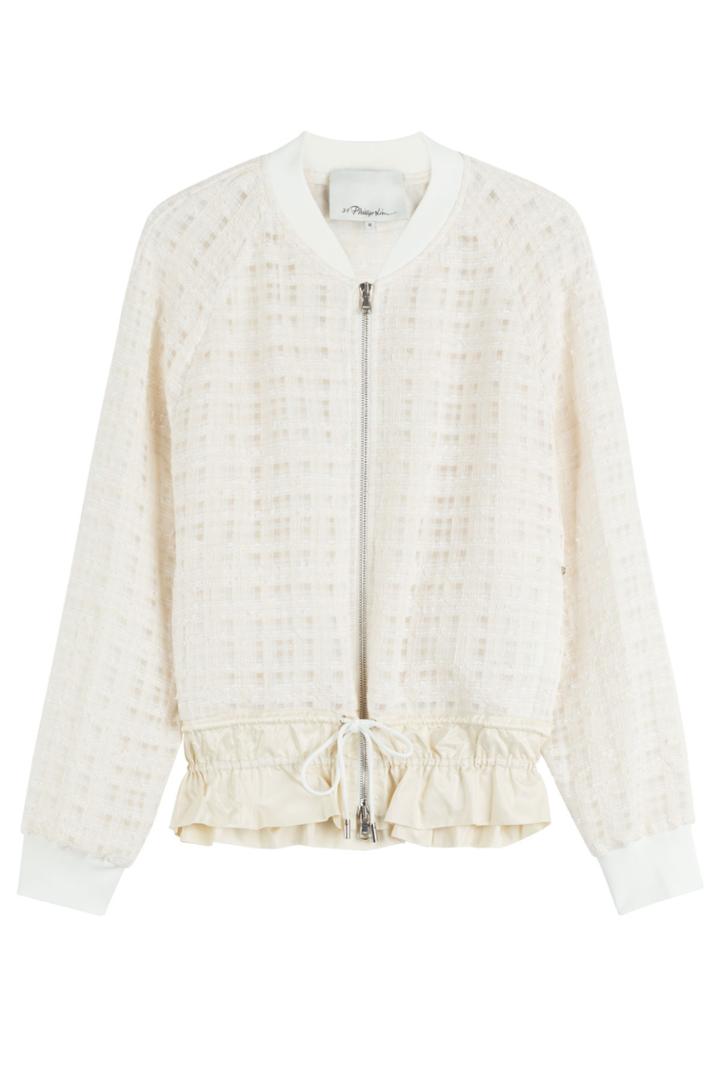 3.1 Phillip Lim 3.1 Phillip Lim Sheer Plaid Blouson Jacket - White