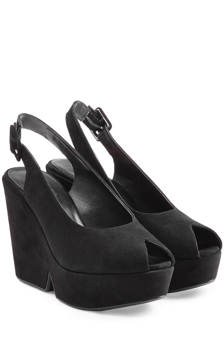 Robert Clergerie Suede Platform Peep Toe Sandals