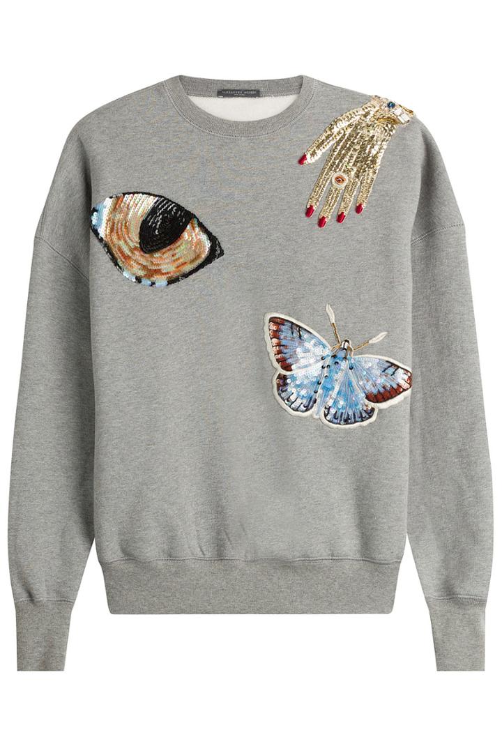 Alexander Mcqueen Alexander Mcqueen Embellished Cotton Sweatshirt - Grey
