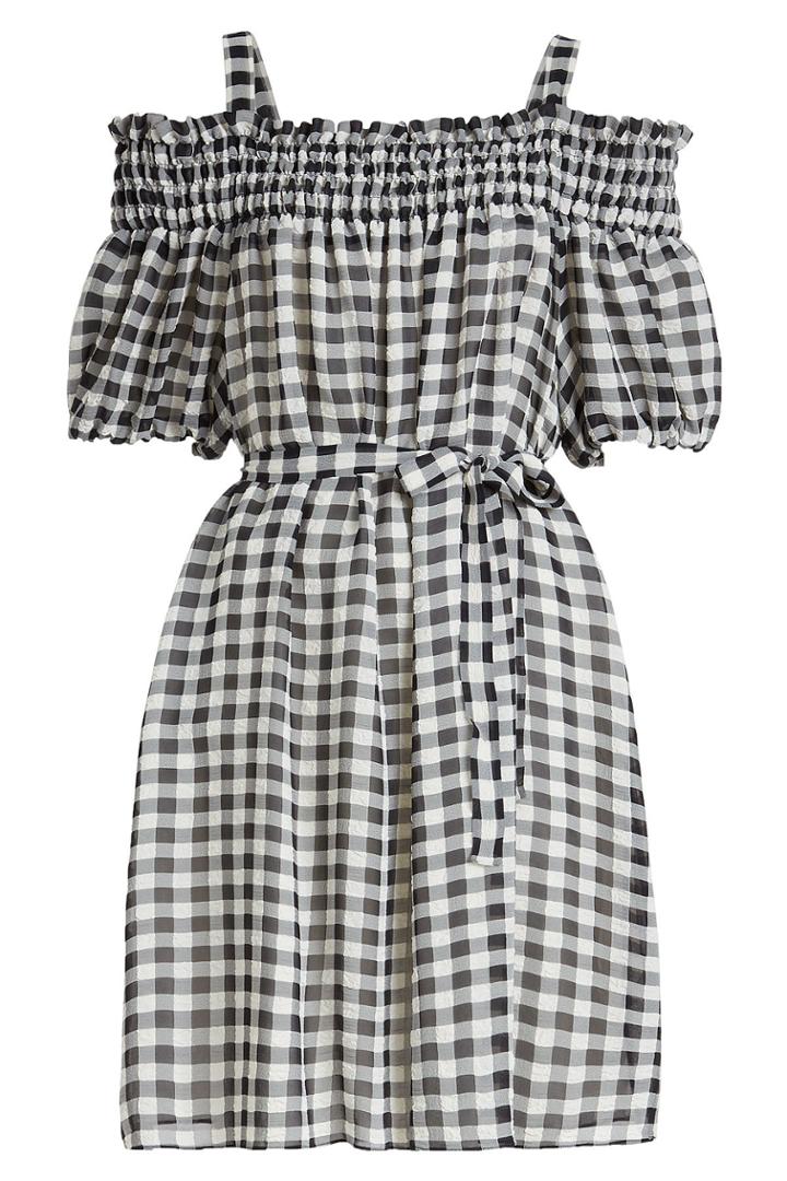 Boutique Moschino Boutique Moschino Gingham Off-shoulder Dress