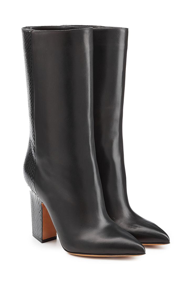 Valentino Valentino Leather Ankle Boots With Snakeskin - Black