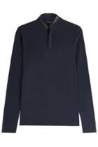 The Kooples The Kooples Long Sleeved Knit Top With Leather - Blue
