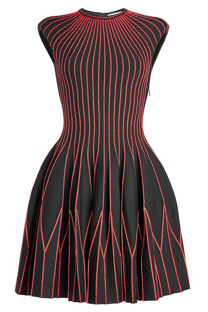 Alexander Mcqueen Alexander Mcqueen Embroidered Wool Mini Dress