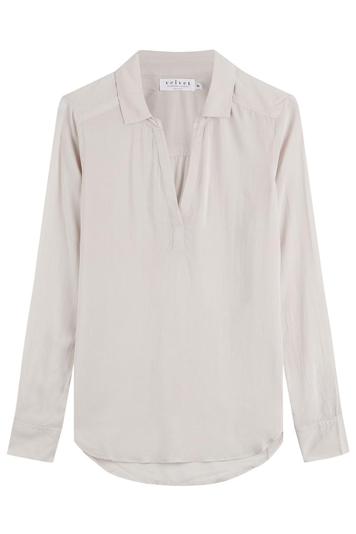 Velvet Velvet Blouse With Asymmetric Hem - Beige