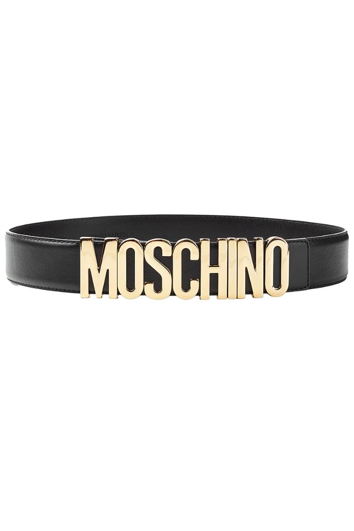 Moschino Moschino Leather Belt With Logo Buckle - Black