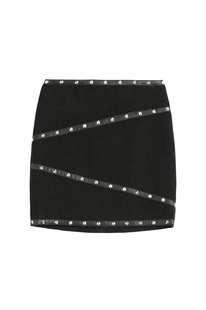The Kooples The Kooples Linen-blend Mini-skirt With Studs