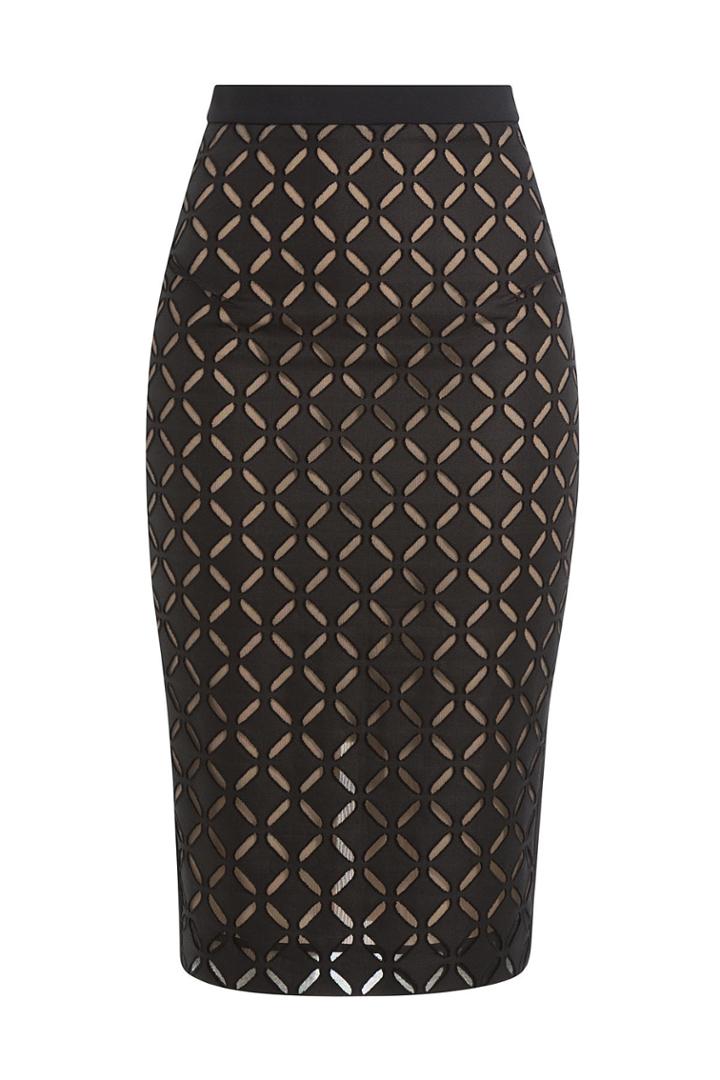 Roland Mouret Roland Mouret Patterned Knit Pencil Skirt - Black