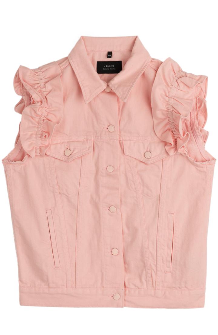 J Brand X Simone Rocha Denim Vest With Frilled Sleeves