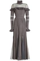 Elie Saab Elie Saab Pleated Gown With Metallic Thread And Tulle