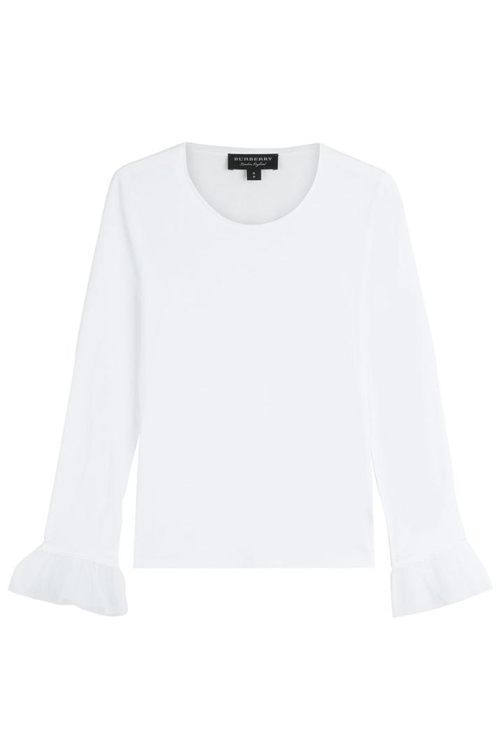 Burberry London Burberry London Cotton Top With Ruffles Sleeves - White