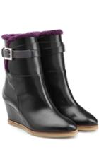 Fendi Leather Ankle Boots With Shearling Lining