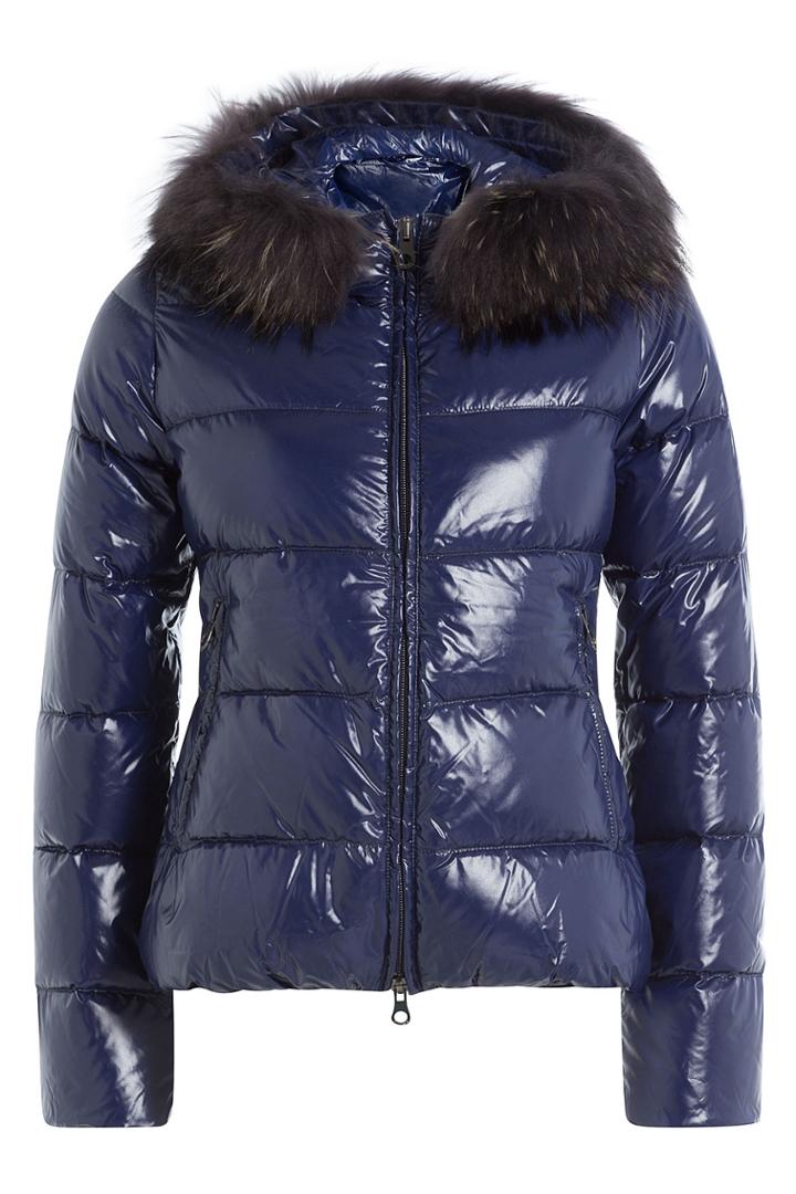 Duvetica Duvetica Quilted Down Jacket With Fur-trimmed Hood - Blue