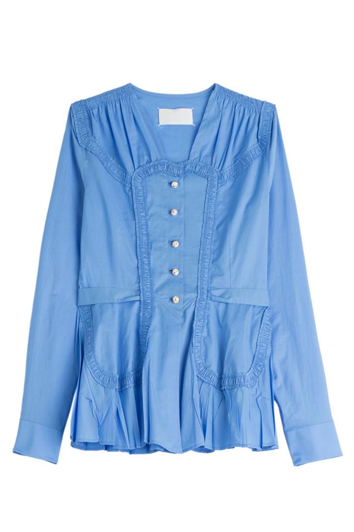 Maison Margiela Maison Margiela Cotton Blouse With Peplum - Blue
