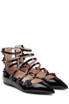 Fendi Fendi Embellished Patent Leather Ballerinas