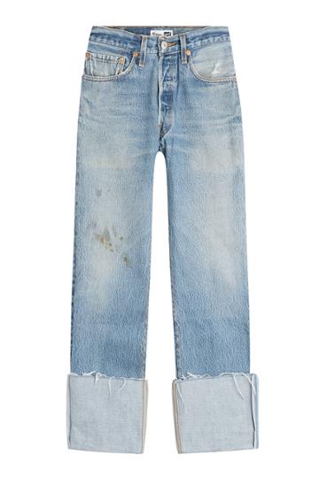 Re/done Re/done Distressed Cropped Jeans - Blue