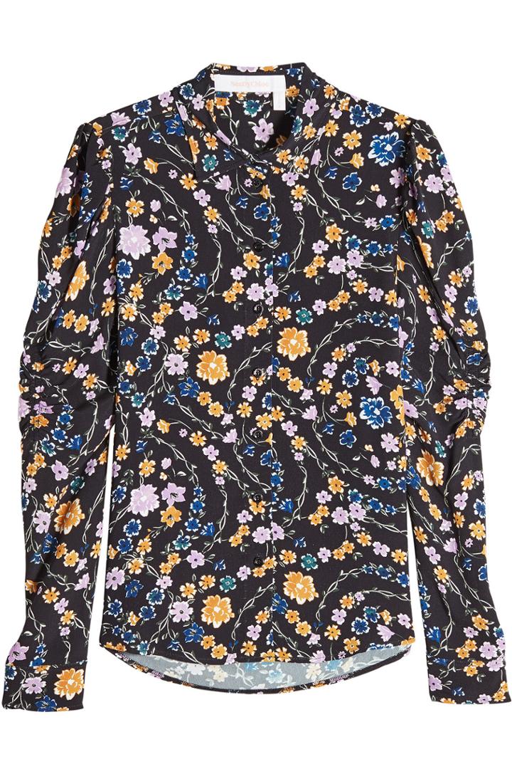 See By Chloé See By Chloé Printed Puff-shoulder Blouse