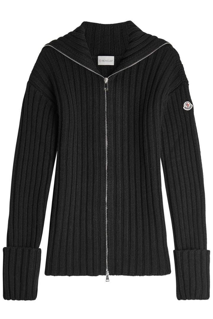 Moncler Moncler Ribbed Cardigan With Virgin Wool And Cashmere