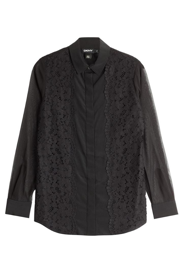 Dkny Dkny Silk Blouse With Lace - Black
