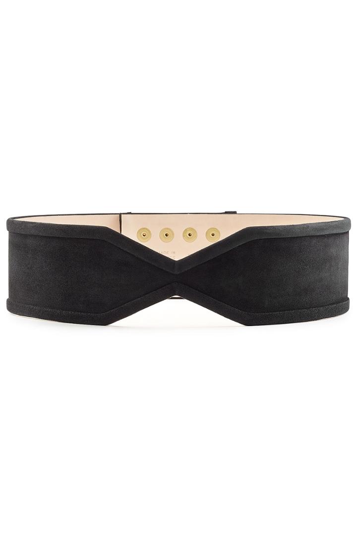 Balmain Balmain Suede Belt With Embossed Buttons - Black