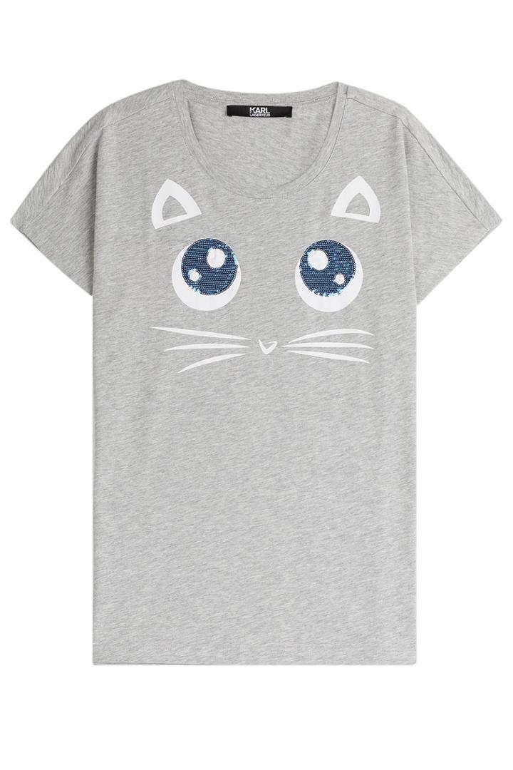 Karl Lagerfeld Karl Lagerfeld Choupette Big Eyes Printed T-shirt