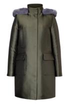 Valentino Valentino Scuba Coat With Mink Trimmed Hood - Green