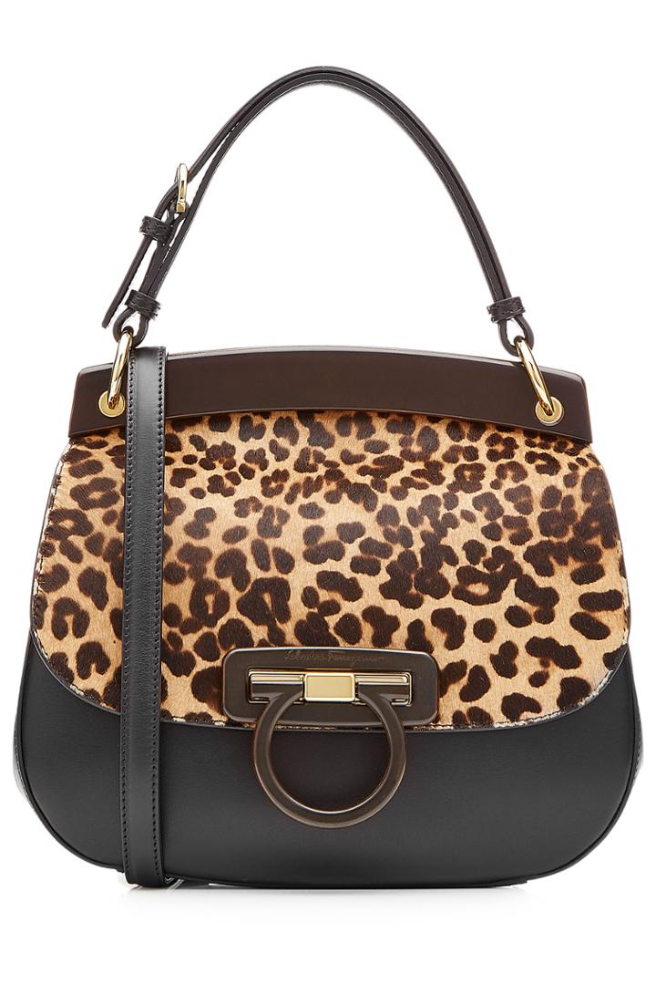 Salvatore Ferragamo Salvatore Ferragamo Leather And Calf Hair Shoulder Bag - Animal Prints
