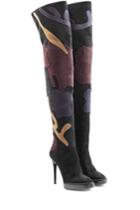 Burberry Prorsum Burberry Prorsum Suede Over-the-knee Boots With Patchwork - Multicolor
