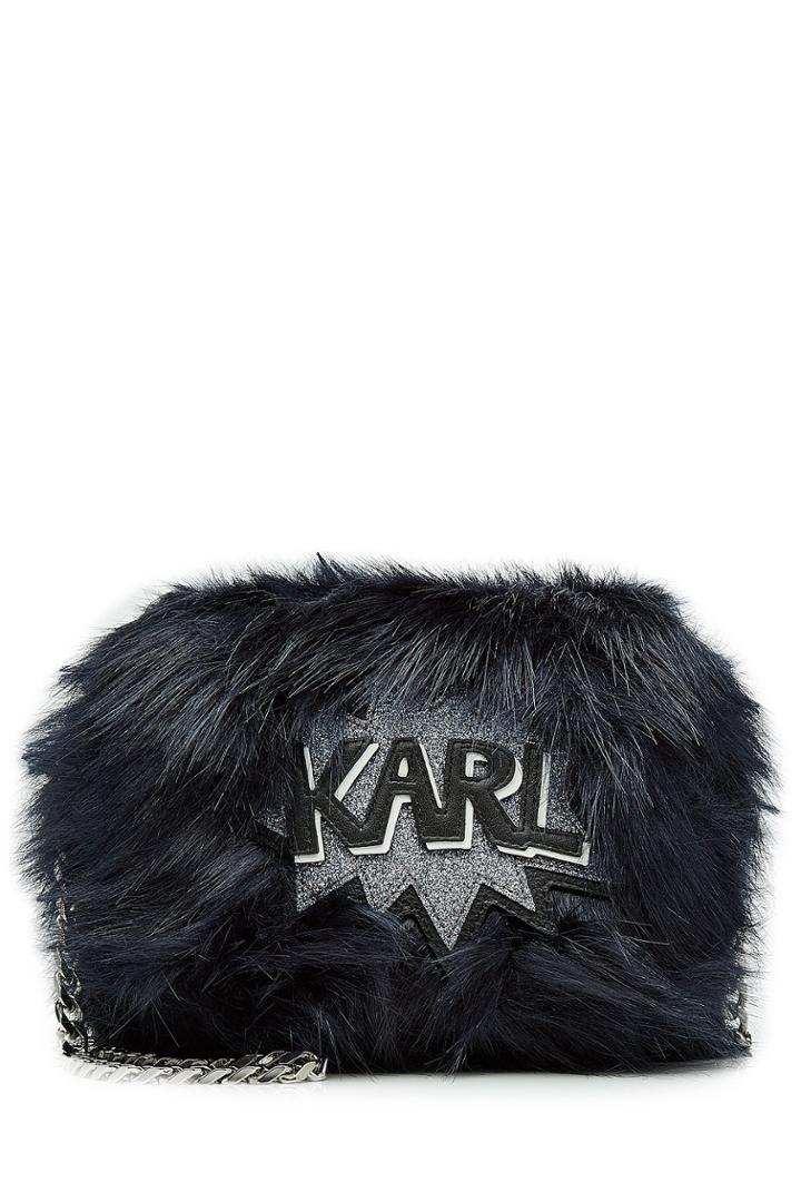 Karl Lagerfeld Karl Lagerfeld Faux Fur Shoulder Bag - Blue