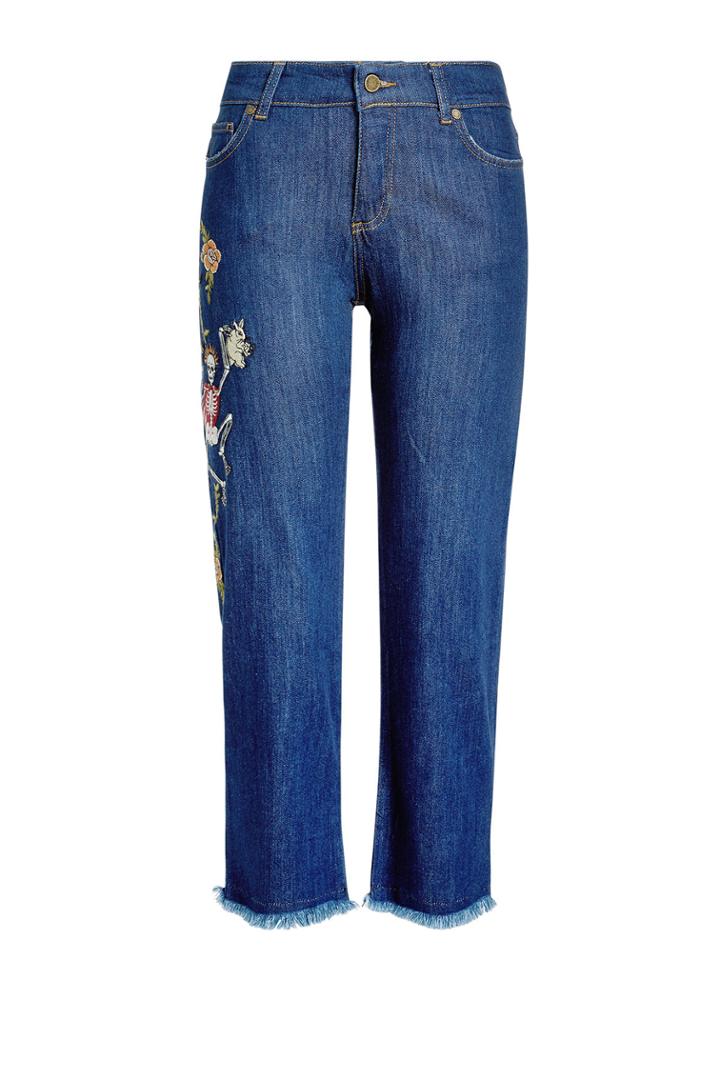 Zadig & Voltaire Zadig & Voltaire Cropped Embroidered Jeans With Frayed Hem