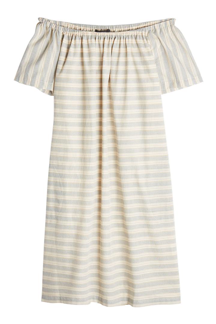 Steffen Schraut Steffen Schraut Striped Off-shoulder Cotton Dress
