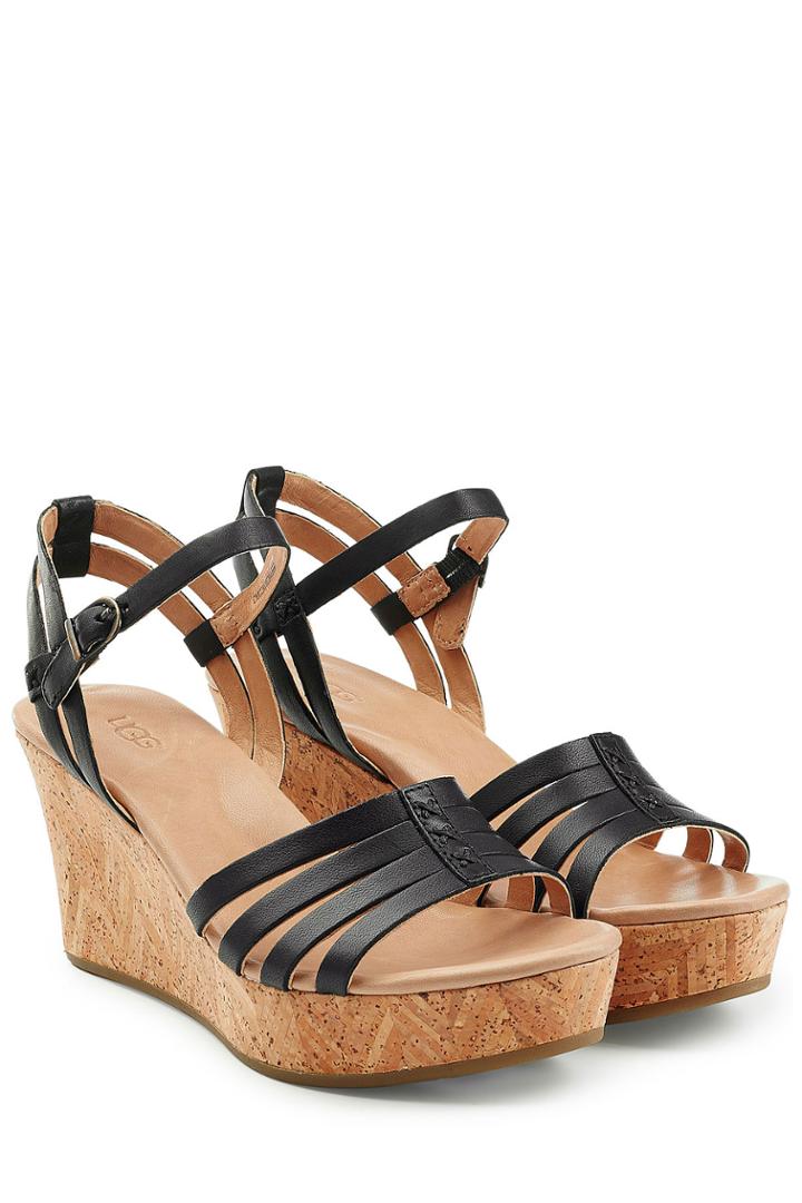 Ugg Australia Ugg Australia Brigitte Leather Wedges - Black