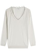 Brunello Cucinelli Brunello Cucinelli Cotton Pullover With Fringe Trim And Embellishment