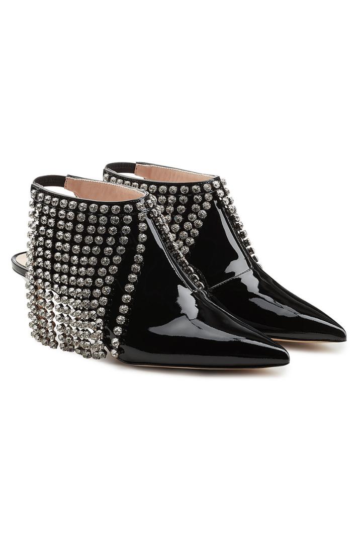 Christopher Kane Christopher Kane Patent Leather Boots With Swarovski Crystal Fringe