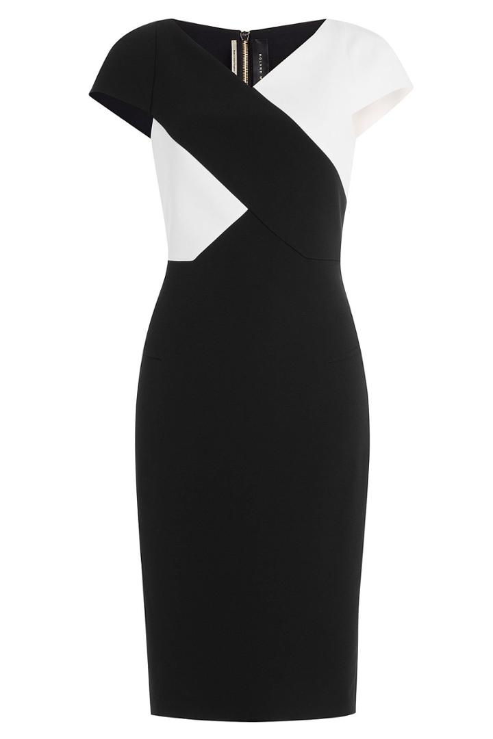 Roland Mouret Roland Mouret Two-tone Crepe Dress - Black