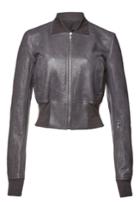 Rick Owens Rick Owens Leather Bomber Jacket With Ribbed Trim
