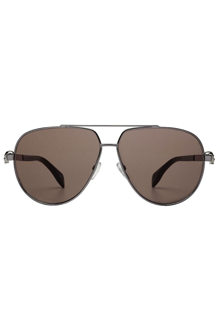 Alexander Mcqueen Alexander Mcqueen Aviator Sunglasses With Skulls - Silver