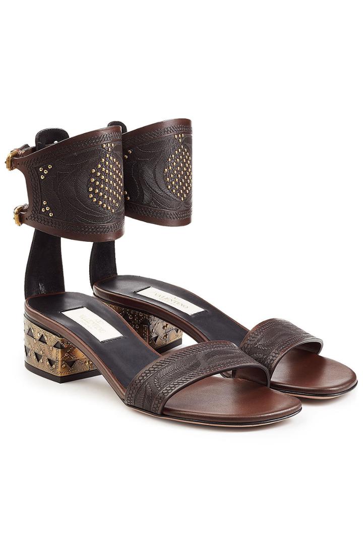 Valentino Garavani Valentino Garavani Embossed Leather Sandals With Stud Embellishment