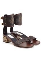 Valentino Garavani Valentino Garavani Embossed Leather Sandals With Stud Embellishment