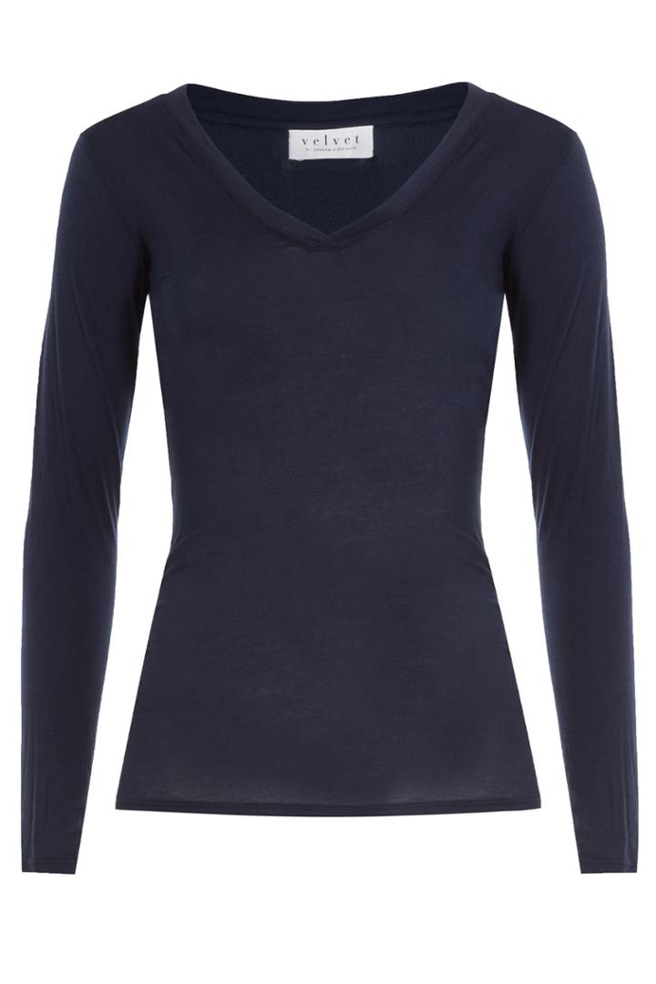 Velvet Velvet Long Sleeved Cotton Top - Blue