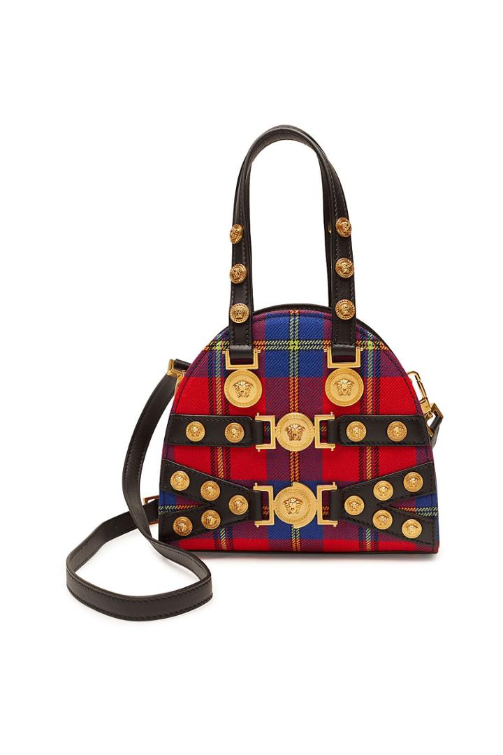 Versace Versace Tribute Tartan Leather Handbag